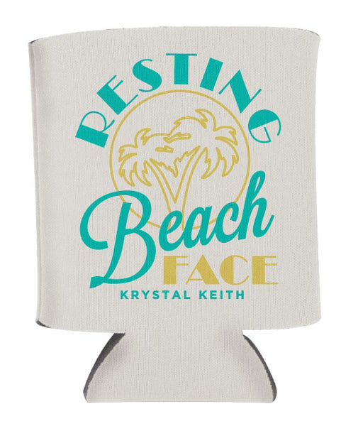 Resting Beach Face Koozie - White